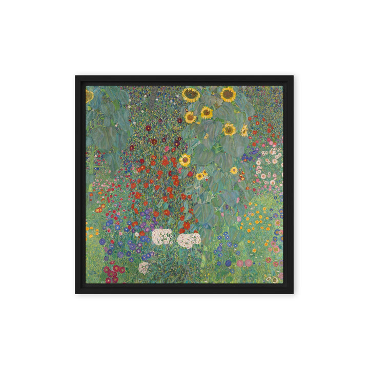 Gerahmte Leinwand - Gustav Klimt, Garten mit Sonnenblumen Schwarz / 41x41 cm (16″×16″) artlia