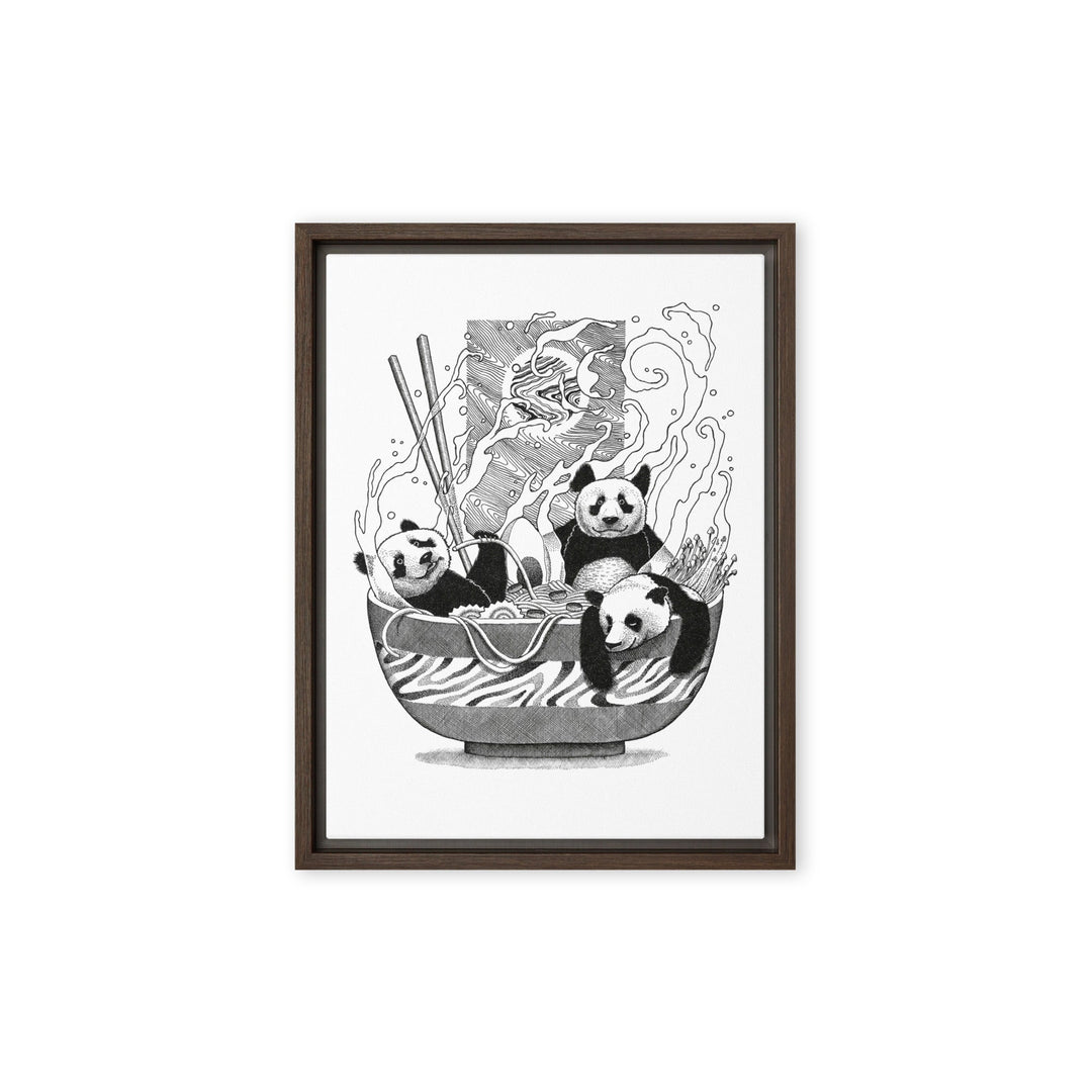 Gerahmte Leinwand - Panda Ramen 30x41 cm (12″×16″) / Braun artlia