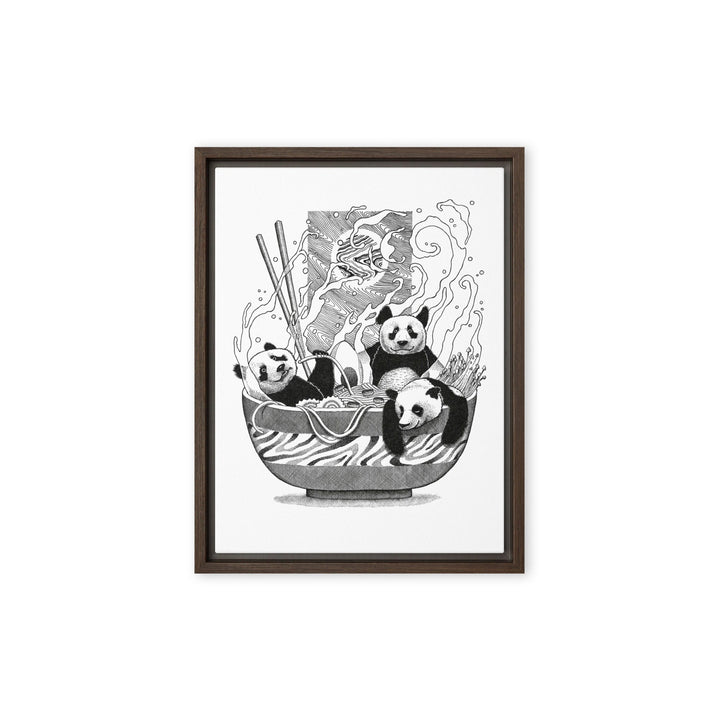 Gerahmte Leinwand - Panda Ramen 30x41 cm (12″×16″) / Braun artlia