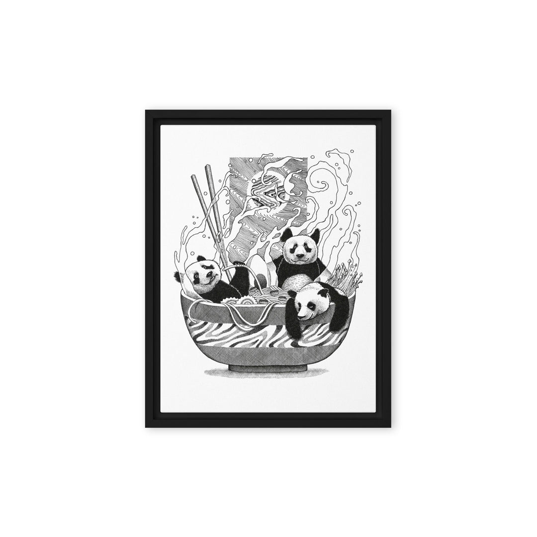 Gerahmte Leinwand - Panda Ramen 30x41 cm (12″×16″) / Schwarz artlia