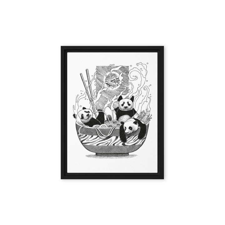Gerahmte Leinwand - Panda Ramen 30x41 cm (12″×16″) / Schwarz artlia