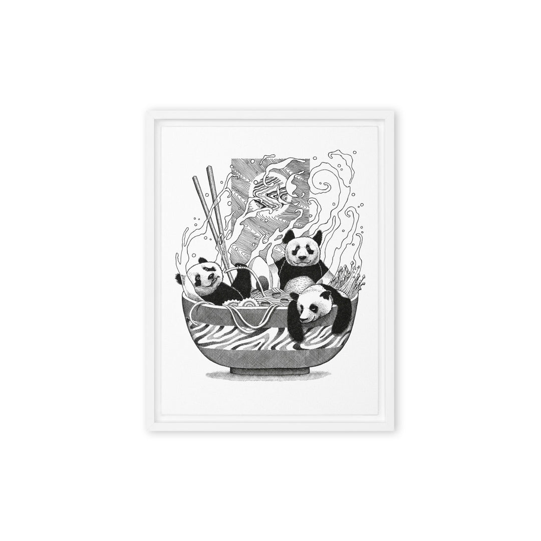 Gerahmte Leinwand - Panda Ramen 30x41 cm (12″×16″) / Weiß artlia