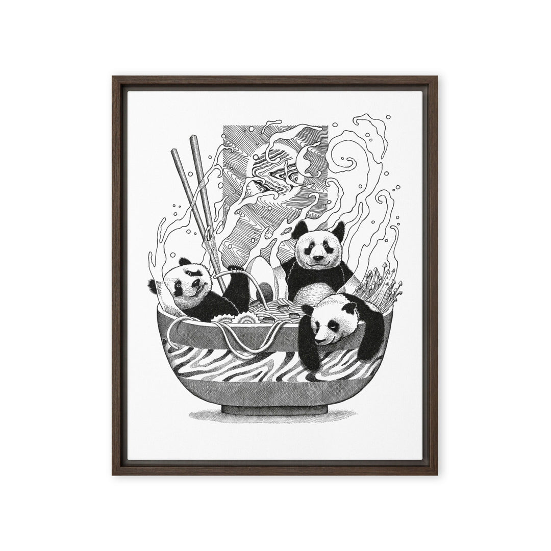 Gerahmte Leinwand - Panda Ramen 41x51 cm (16″×20″) / Braun artlia