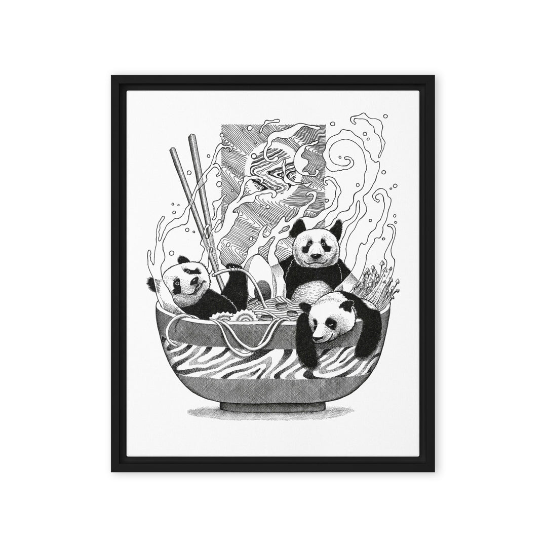 Gerahmte Leinwand - Panda Ramen 41x51 cm (16″×20″) / Schwarz artlia