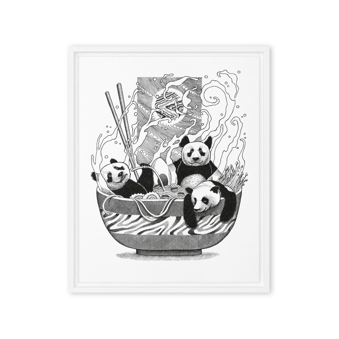 Gerahmte Leinwand - Panda Ramen 41x51 cm (16″×20″) / Weiß artlia