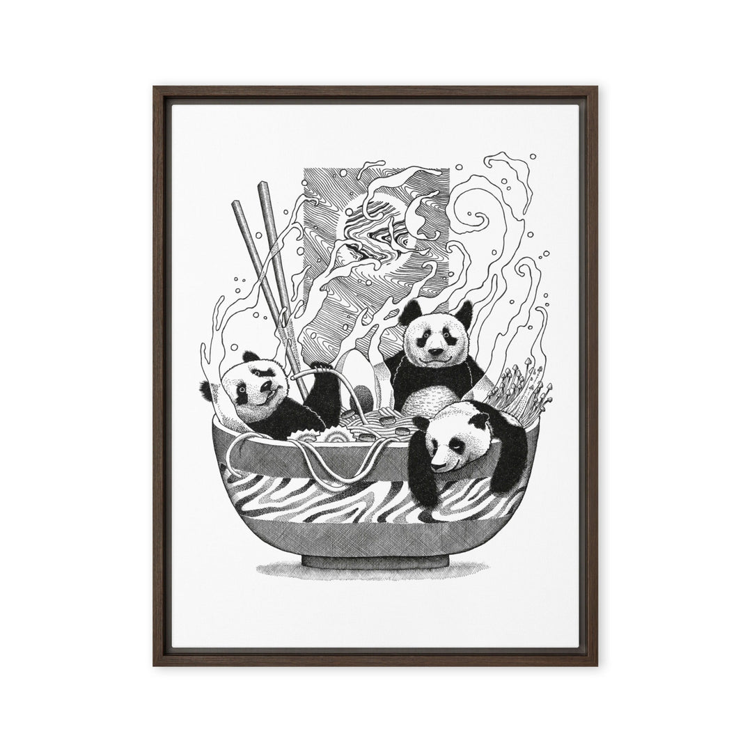 Gerahmte Leinwand - Panda Ramen 46x61 cm (18″×24″) / Braun artlia