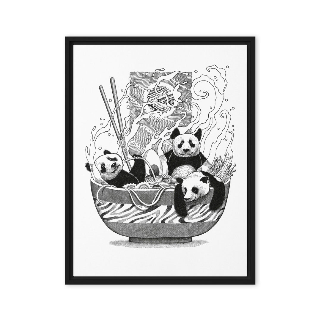 Gerahmte Leinwand - Panda Ramen 46x61 cm (18″×24″) / Schwarz artlia