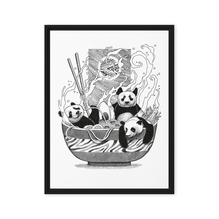 Gerahmte Leinwand - Panda Ramen 46x61 cm (18″×24″) / Schwarz artlia