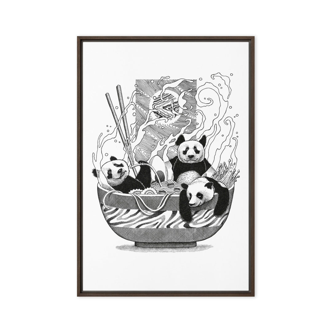 Gerahmte Leinwand - Panda Ramen 61x91 cm (24″×36″) / Braun artlia