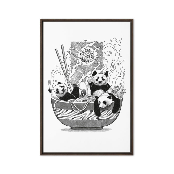 Gerahmte Leinwand - Panda Ramen 61x91 cm (24″×36″) / Braun artlia