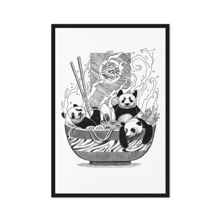 Gerahmte Leinwand - Panda Ramen 61x91 cm (24″×36″) / Schwarz artlia