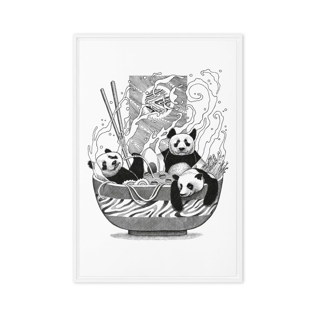 Gerahmte Leinwand - Panda Ramen 61x91 cm (24″×36″) / Weiß artlia