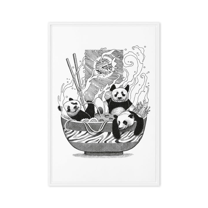 Gerahmte Leinwand - Panda Ramen 61x91 cm (24″×36″) / Weiß artlia