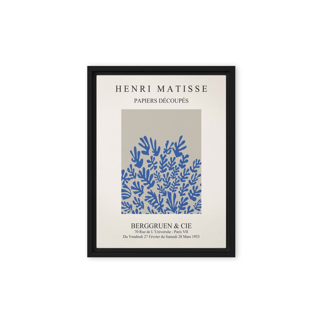 Leinwand - Henri Matisse, Papier Découpés blaue Blumen Schwarz / 31x41 cm (12″×16″) artlia