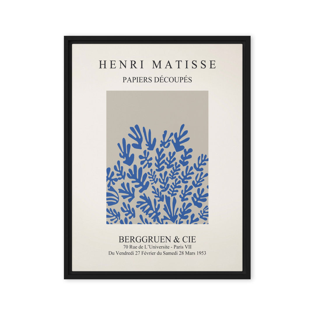 Leinwand - Henri Matisse, Papier Découpés blaue Blumen Schwarz / 46x61 cm (18″×24″) artlia