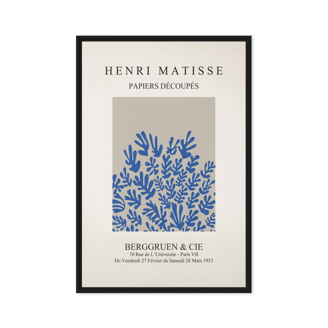 Leinwand - Henri Matisse, Papier Découpés blaue Blumen Schwarz / 61x91 cm (24″×36″) artlia