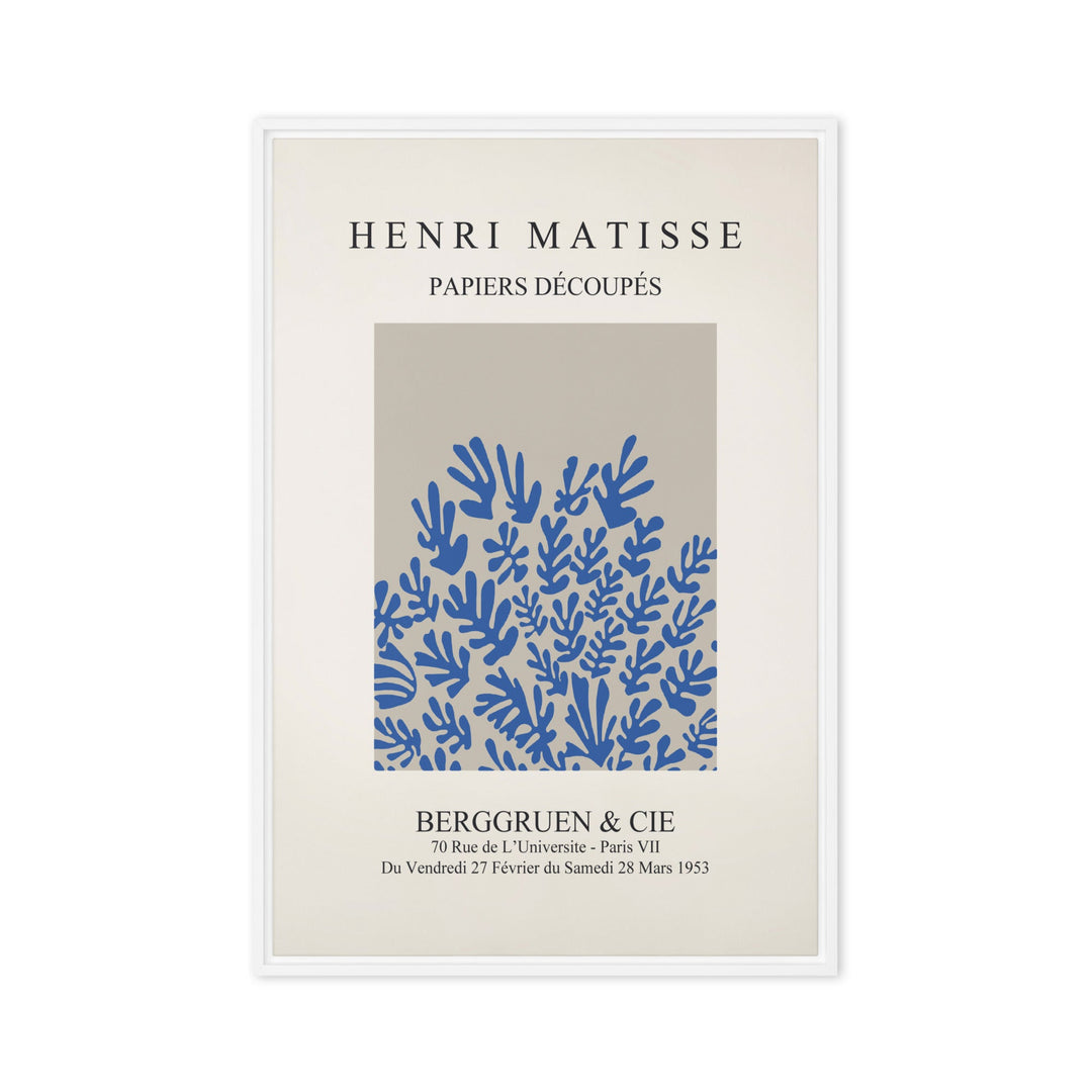 Leinwand - Henri Matisse, Papier Découpés blaue Blumen Weiß / 61x91 cm (24″×36″) artlia