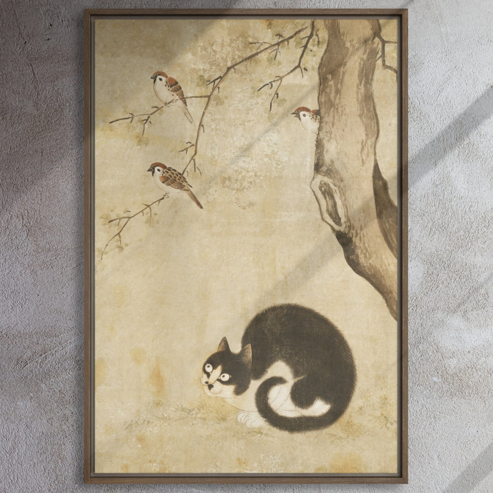 Leinwand - Katze und Spatzen, Byeon Sang-byeok artlia