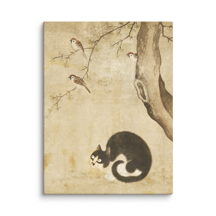 Leinwand - Katze und Spatzen, Byeon Sang-byeok ohne Rahmen / 31x41 cm (12″×16″) artlia