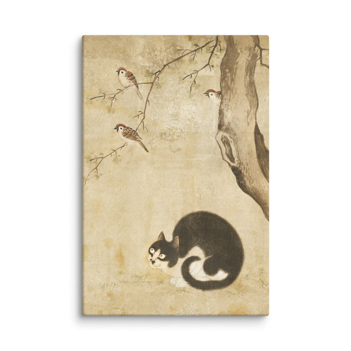 Leinwand - Katze und Spatzen, Byeon Sang-byeok ohne Rahmen / 31x46 cm (12″×18″) artlia