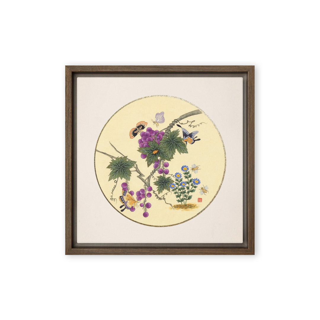 Leinwand - Schmetterlinge auf Traubenbaum Braun / 30x30 cm (12″×12″) artlia