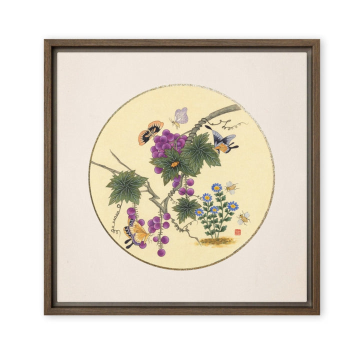 Leinwand - Schmetterlinge auf Traubenbaum Braun / 41x41 cm (16″×16″) artlia
