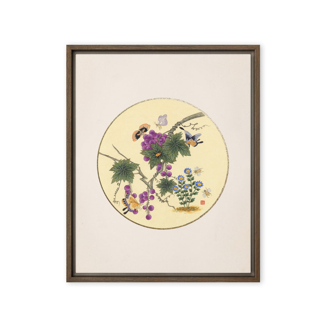Leinwand - Schmetterlinge auf Traubenbaum Braun / 41x51 cm (16″×20″) artlia