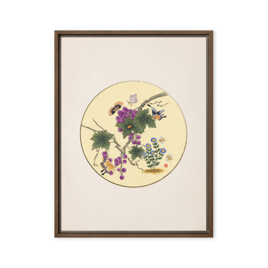 Leinwand - Schmetterlinge auf Traubenbaum Braun / 46x61 cm (18″×24″) artlia