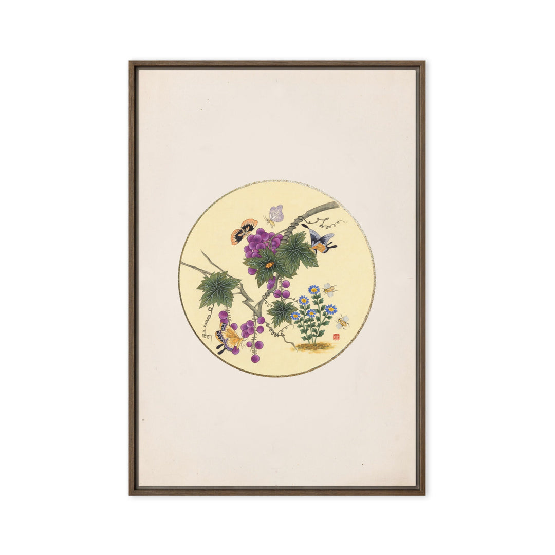 Leinwand - Schmetterlinge auf Traubenbaum Braun / 61x91 cm (24″×36″) artlia