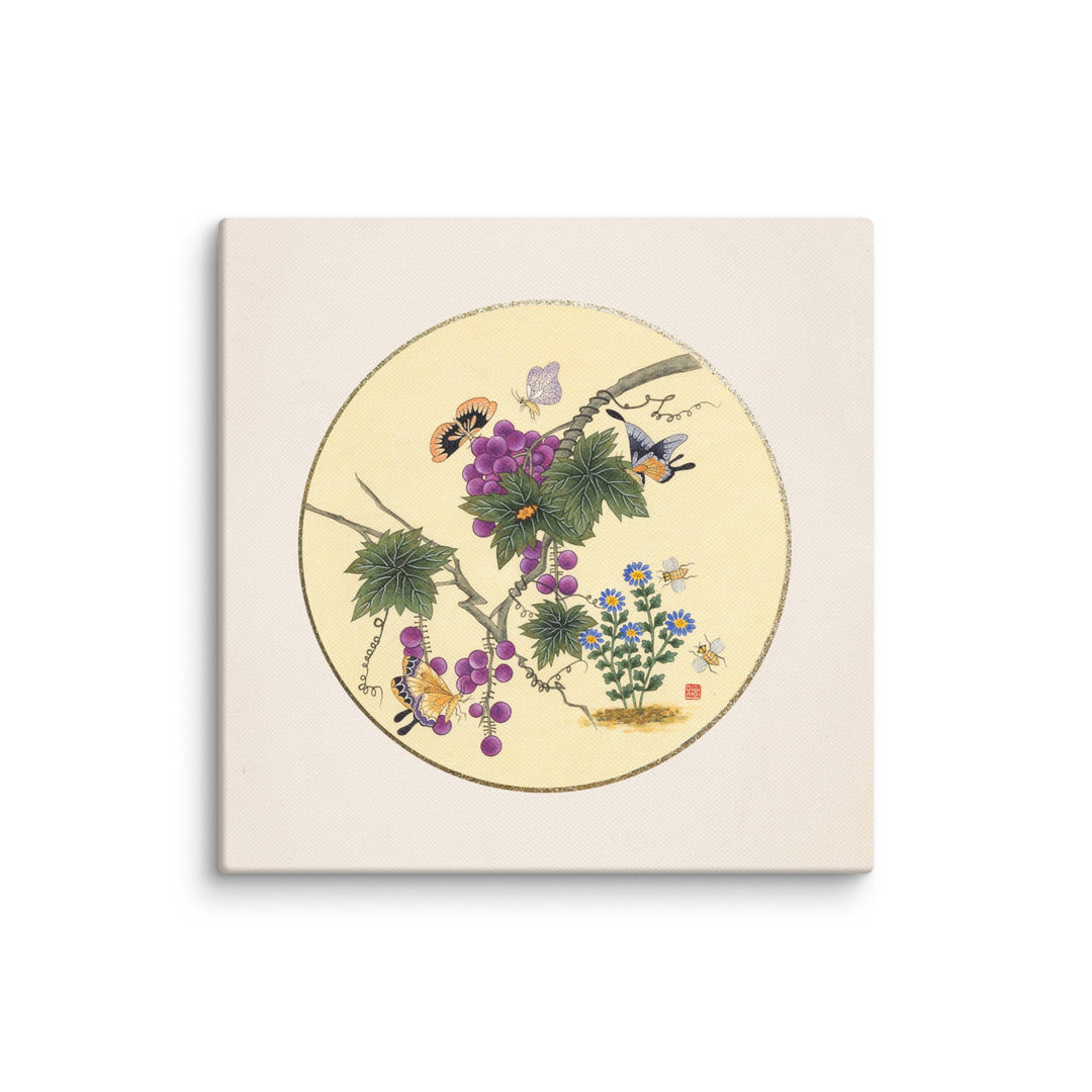 Leinwand - Schmetterlinge auf Traubenbaum ohne Rahmen / 41x41 cm (16″×16″) artlia