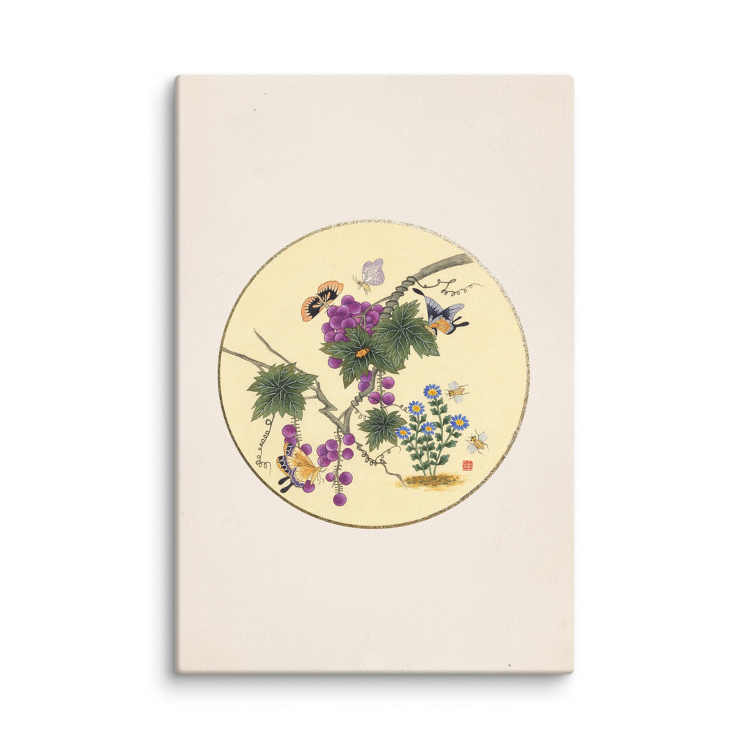 Leinwand - Schmetterlinge auf Traubenbaum ohne Rahmen / 61x91 cm (24″×36″) artlia