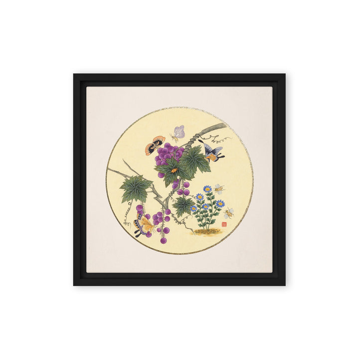 Leinwand - Schmetterlinge auf Traubenbaum Schwarz / 30x30 cm (12″×12″) artlia