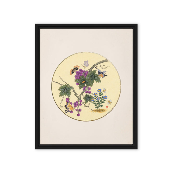 Leinwand - Schmetterlinge auf Traubenbaum Schwarz / 41x51 cm (16″×20″) artlia