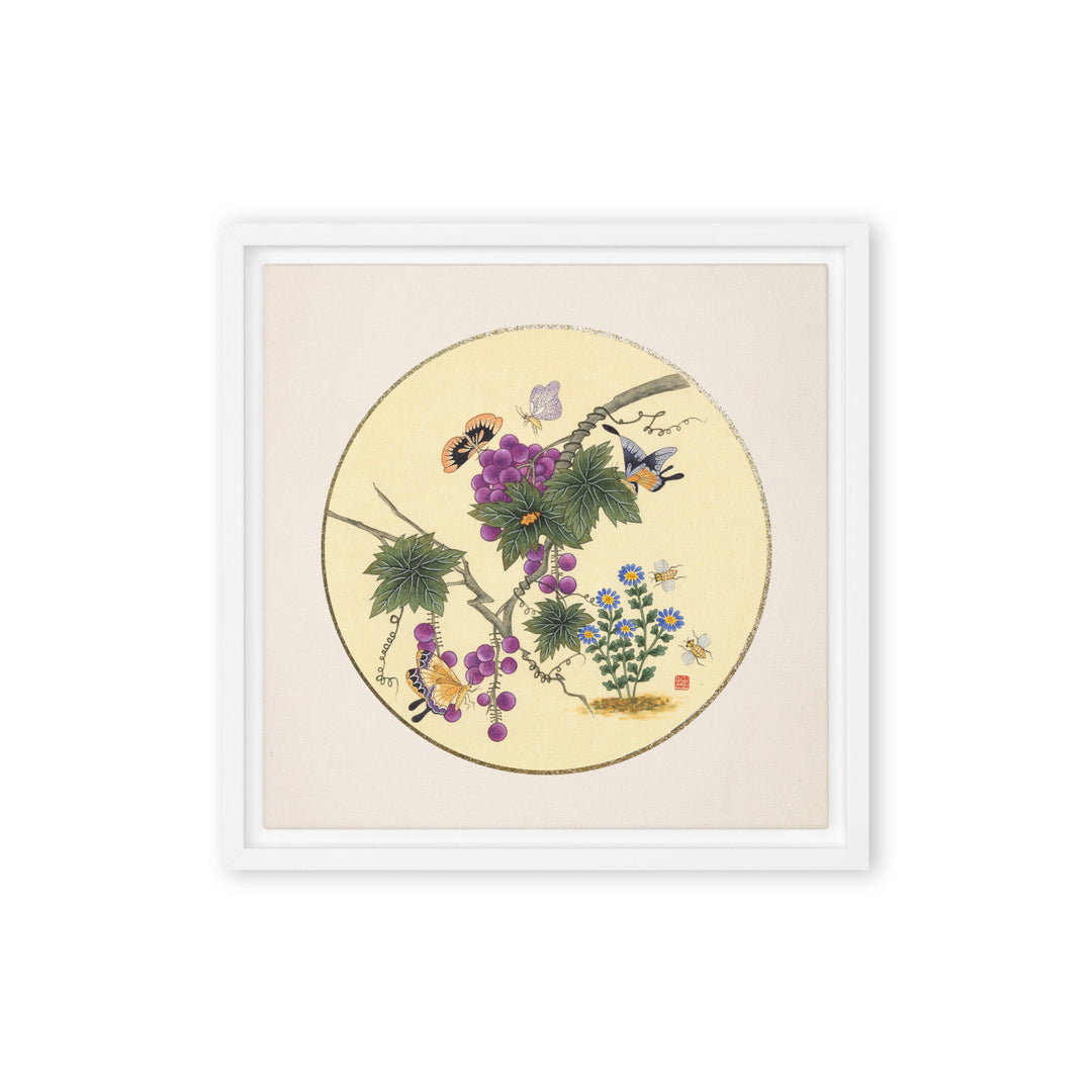 Leinwand - Schmetterlinge auf Traubenbaum Weiß / 30x30 cm (12″×12″) artlia