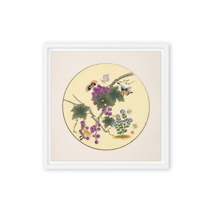 Leinwand - Schmetterlinge auf Traubenbaum Weiß / 30x30 cm (12″×12″) artlia