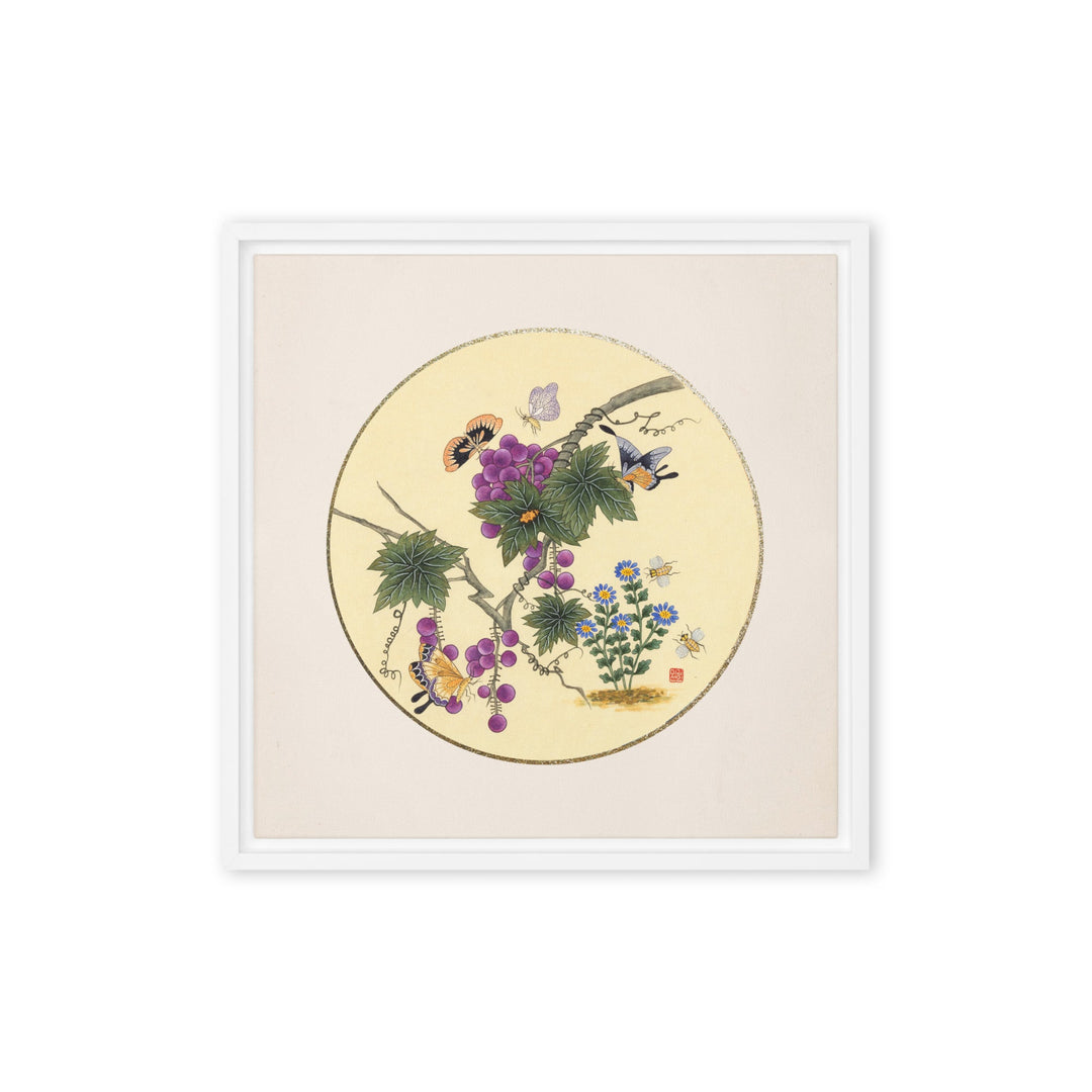 Leinwand - Schmetterlinge auf Traubenbaum Weiß / 41x41 cm (16″×16″) artlia
