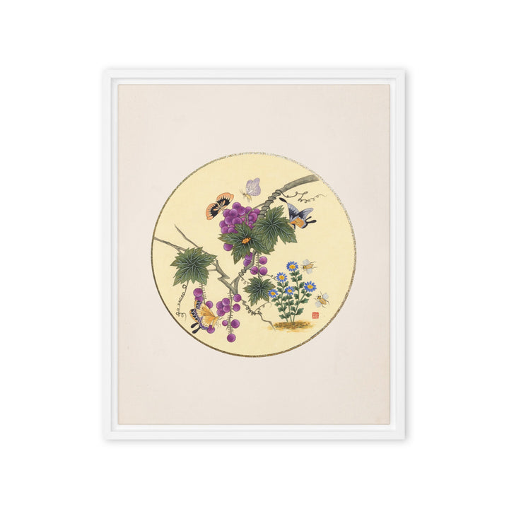 Leinwand - Schmetterlinge auf Traubenbaum Weiß / 41x51 cm (16″×20″) artlia