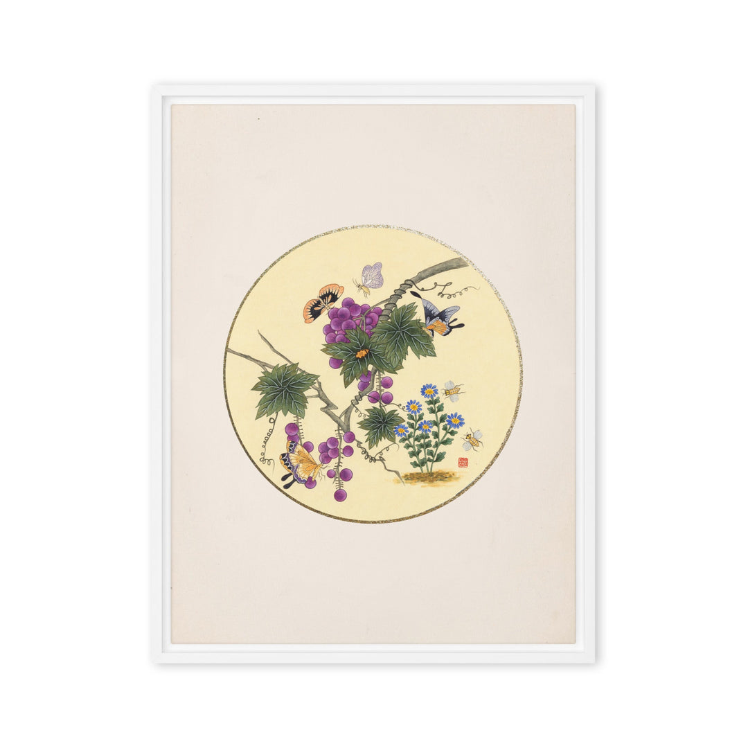 Leinwand - Schmetterlinge auf Traubenbaum Weiß / 46x61 cm (18″×24″) artlia