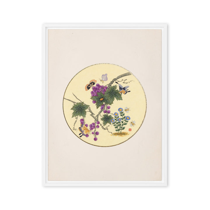Leinwand - Schmetterlinge auf Traubenbaum Weiß / 46x61 cm (18″×24″) artlia