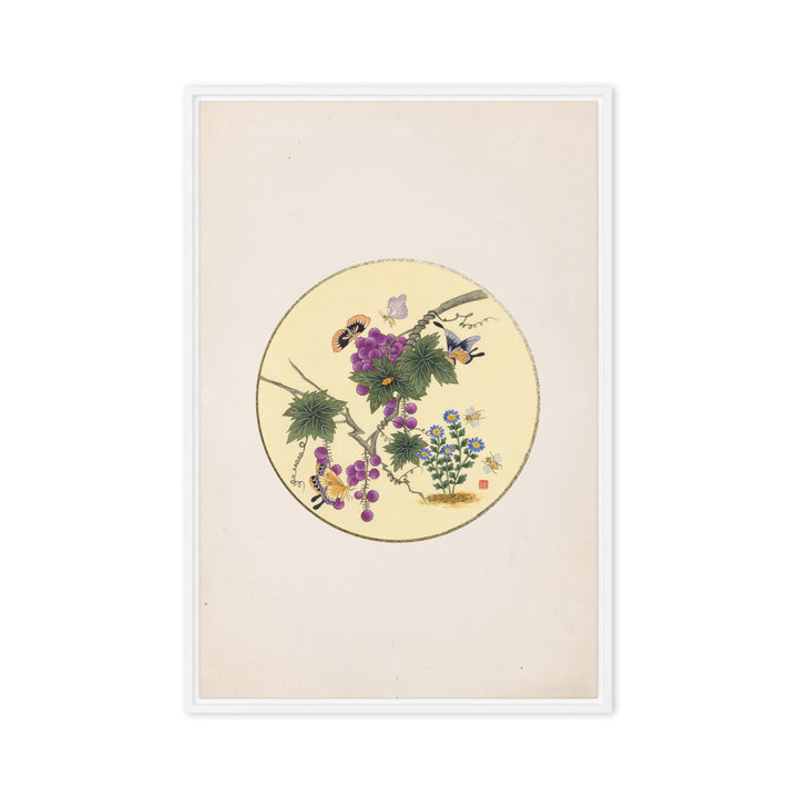 Leinwand - Schmetterlinge auf Traubenbaum Weiß / 61x91 cm (24″×36″) artlia