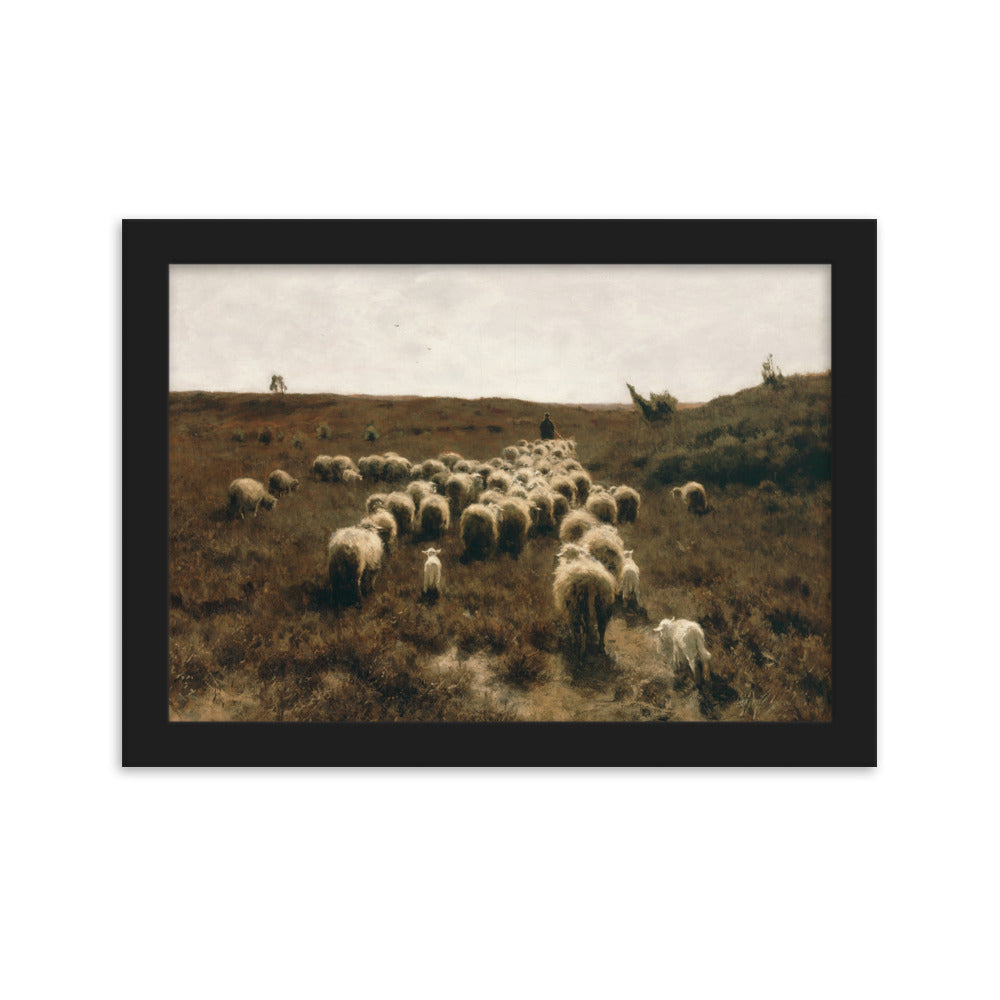 Poster - Anton Mauve, The Return of the Flock, Laren Schwarz / 21×30 cm artlia
