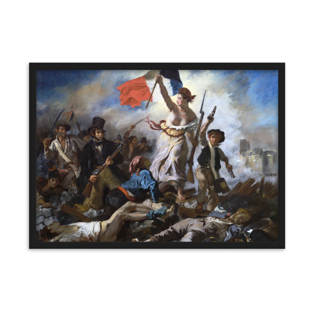 Poster - Eugène Delacroix, Die Freiheit führt das Volk Schwarz / 50×70 cm artlia