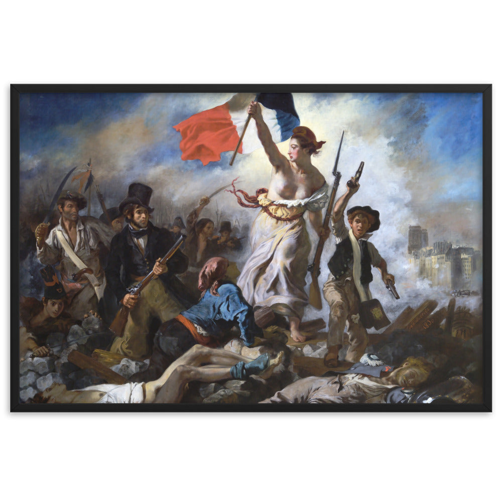 Poster - Eugène Delacroix, Die Freiheit führt das Volk Schwarz / 61×91 cm artlia