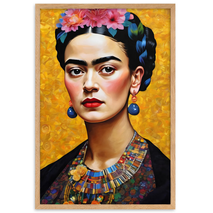 Poster - Frida Kahlo in the style of Gustav Klimt Oak / 61×91 cm artlia