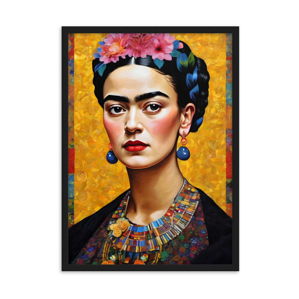 Poster - Frida Kahlo in the style of Gustav Klimt Schwarz / 50×70 cm artlia