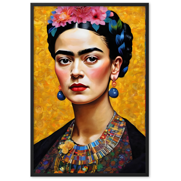 Poster - Frida Kahlo in the style of Gustav Klimt Schwarz / 61×91 cm artlia