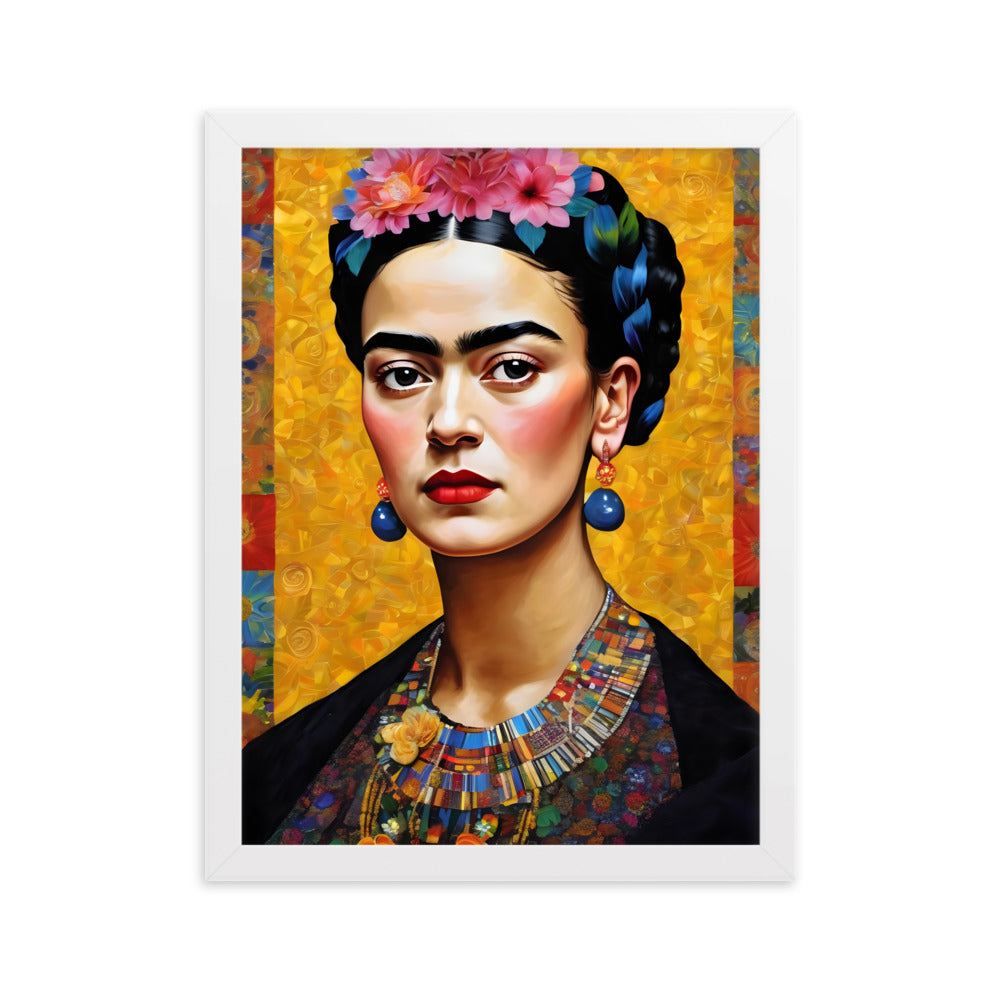 Poster - Frida Kahlo in the style of Gustav Klimt Weiß / 30×40 cm artlia
