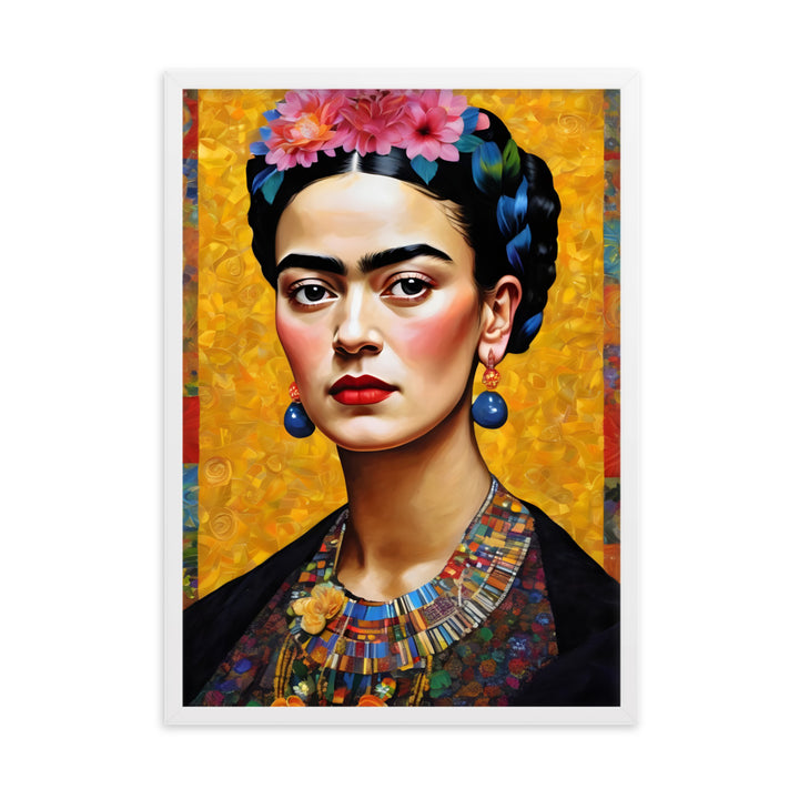 Poster - Frida Kahlo in the style of Gustav Klimt Weiß / 50×70 cm artlia