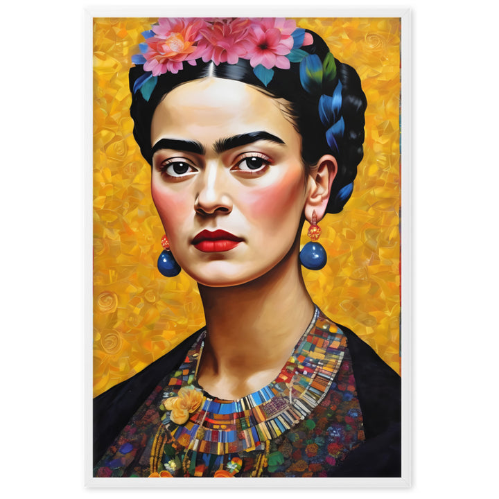 Poster - Frida Kahlo in the style of Gustav Klimt Weiß / 61×91 cm artlia