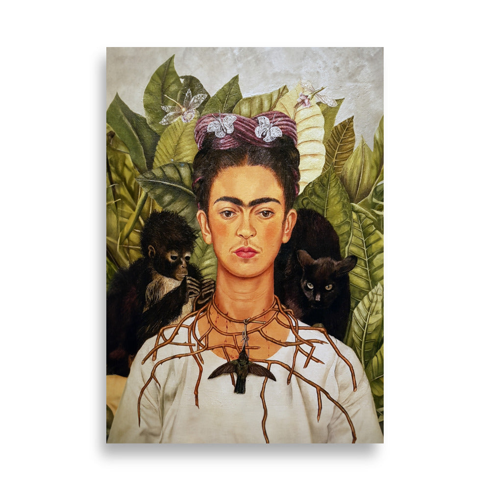 Poster - Frida Kahlo with Thorn Necklace and Hummingbird 21×30 cm artlia